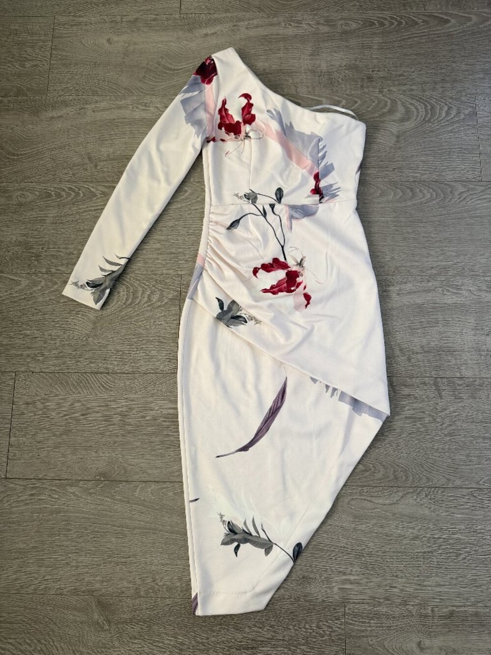 White Closet Sweet Iris Floral One Shoulder Maxi Dress Size 6